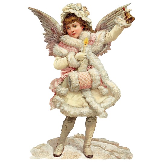 Large Snow Angel with Bell Scrap ~ Germany